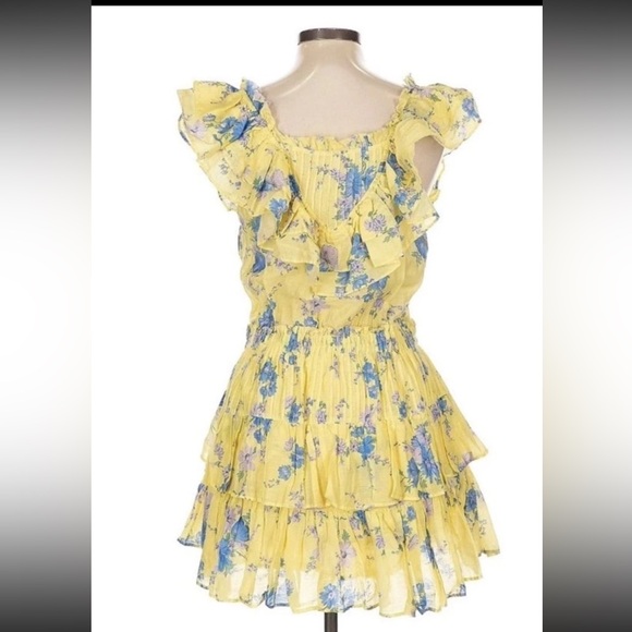 Loveshackfancy Yellow Floral Ruffle Dress Size S - Picture 2 of 4